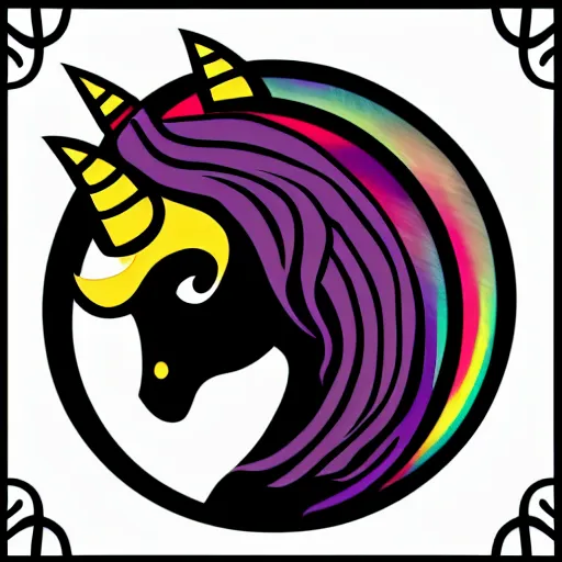 Prompt: fantasy unicorn illustration, vector, simple drawing, rounded lines, soft