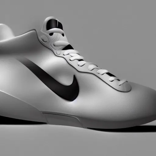 Prompt: sneaker design by Nike and apple showcase render photorealistic photography model image editorial