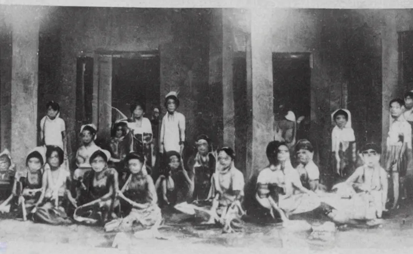 Prompt: secret society in bangkok 1 9 2 0, summoning spirit, black and white photography