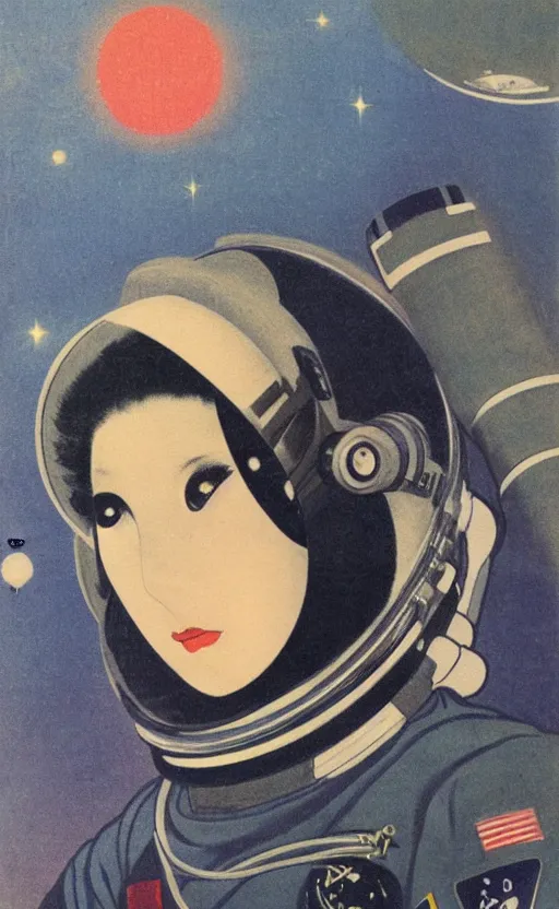 Prompt: painting of an astronaut by kitano tsunetomi, 1 9 3 9