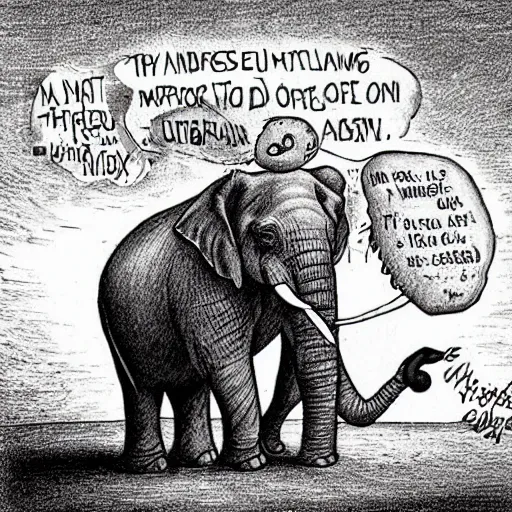 Image similar to an absurd elephant, drawing from the far side