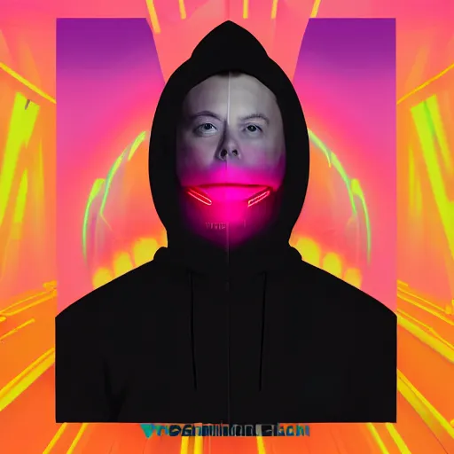 Image similar to vector elon musk in hoodie, portrait, vaporwave, synthwave, neon, vector graphics, cinematic, volumetric lighting, f 8 aperture, cinematic eastman 5 3 8 4 film, photorealistic