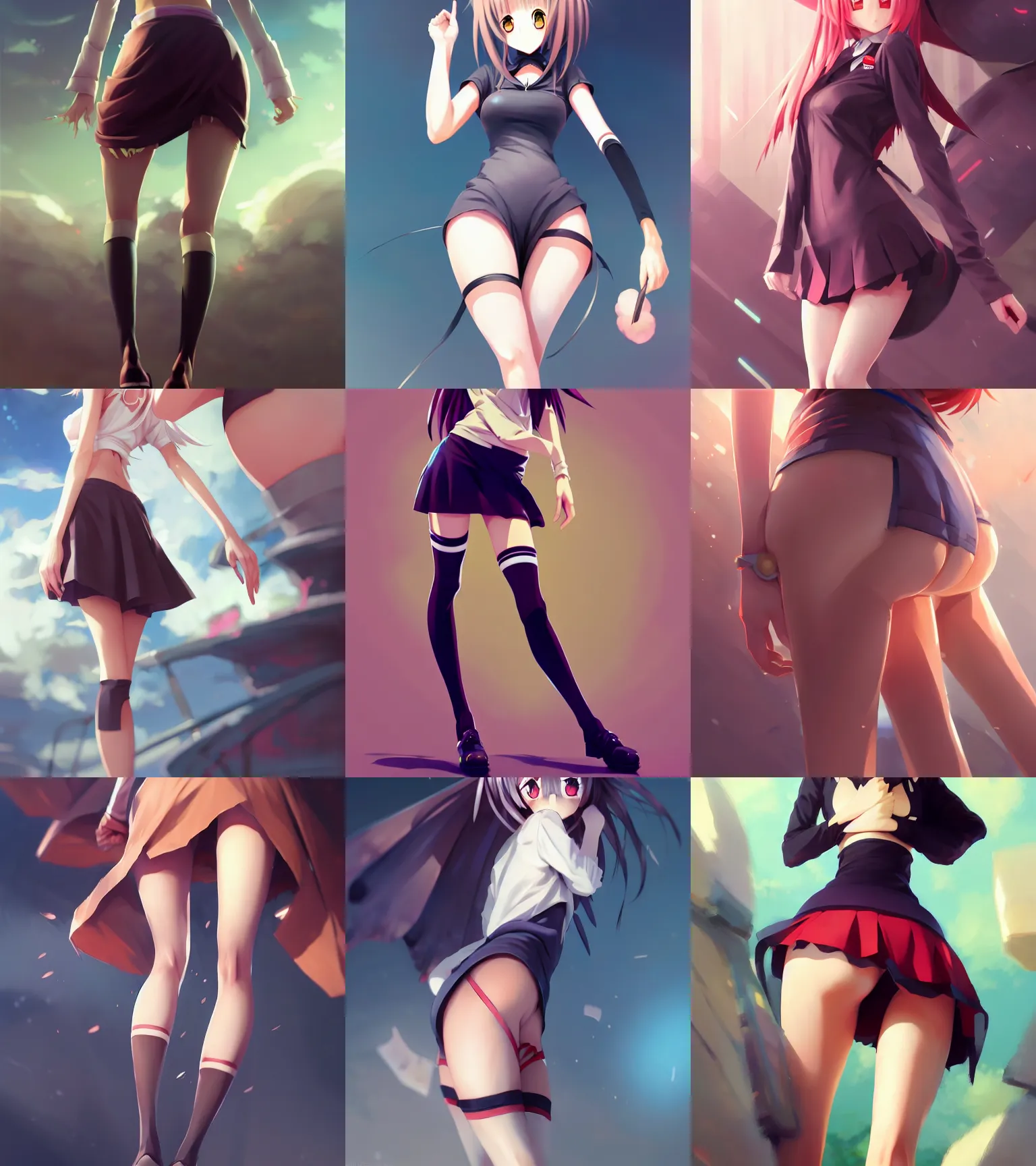 Prompt: attractive anime girl, thigh focus, thigh gap, juicy legs, skindentation, thighs close up, slim figure, accentuated hips, bottom body close up, thighhighs and skirt, attractive features, details, sharp focus, illustration, by Jordan Grimmer and greg rutkowski, Trending artstation, pixiv, digital Art