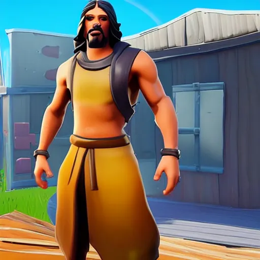 Image similar to “ Jesus Fortnite skin, gameplay footage”