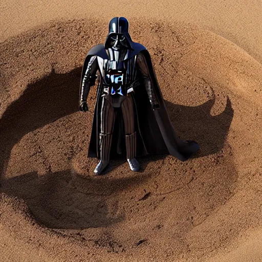 Image similar to darth vader panicing in a pit of sand