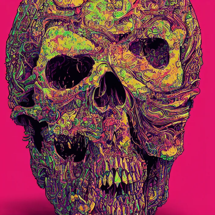 Image similar to portrait of a psychedelic skull. razor sharp teeth. infected with zombie virus. intricate abstract. intricate artwork. nightmare fuel. by Tooth Wu, wlop, beeple, dan mumford. octane render, trending on artstation, greg rutkowski very coherent symmetrical artwork. cinematic, hyper realism, high detail, octane render, 8k, iridescent accents