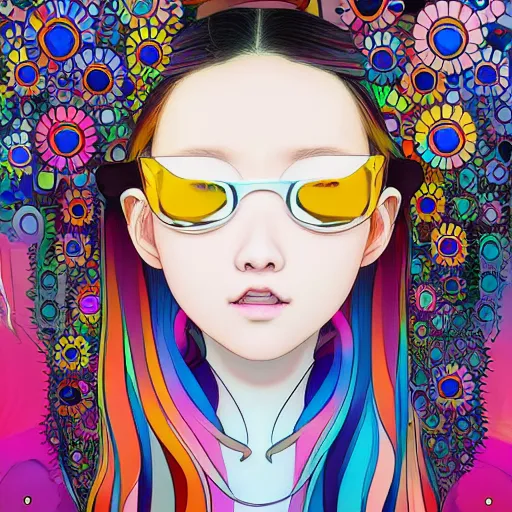 Prompt: a portrait of a girl by takashi murakami, beeple and james jean, aya takano color style, 4 k, super detailed