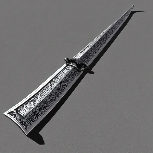 Prompt: A 3d render of a large, medieval sword.