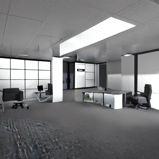 Prompt: 3D Render, The Stanley Parable office, High Quality