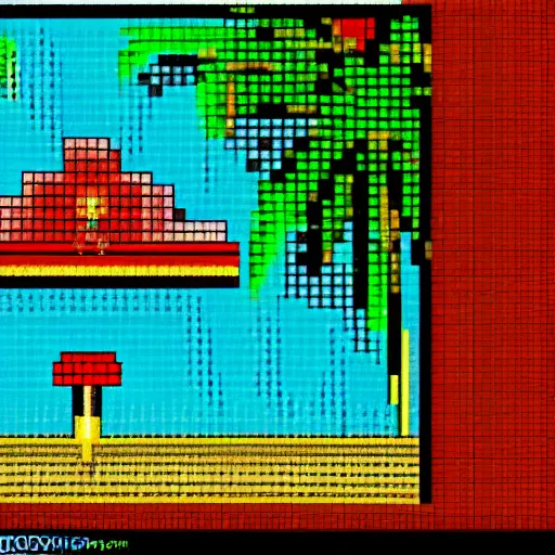 Image similar to an astronaut lounging in a tropical resort in space as pixel art