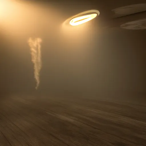 Image similar to detailed 3d photorealistic render of visual representation of information as a physical phenomena. volumetric lighting, subsurface scattering, caustics, mist, mystical, light transport simulation, smoke, particles simulation