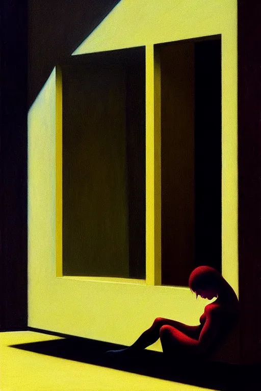 Image similar to depression, edward hopper and james gilleard zdzislaw beksisnski higly detailed