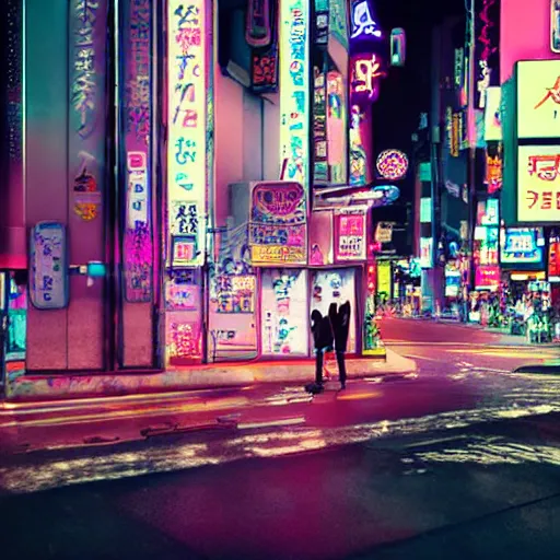 Prompt: The Sentient Dreamer, sentient pachinko machine on the streets of Neon Tokyo, octane render, volumetric lighting, sharp focus, surreal, night time