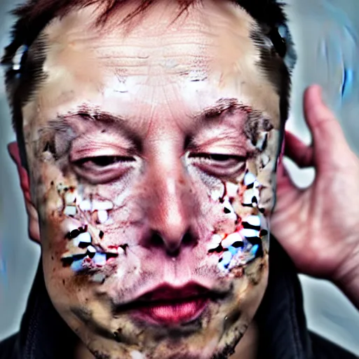 Image similar to a man who is covering his ears from a very loud noise, pained expression, elon musk, photography, 4 k