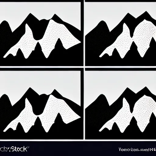 Image similar to vector image of mountains, lower third, high contrast, black and white