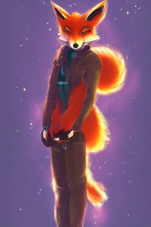 Image similar to a fox fursona, trending on artstation, by kawacy, furry art, digital art, cyberpunk, high quality, backlighting