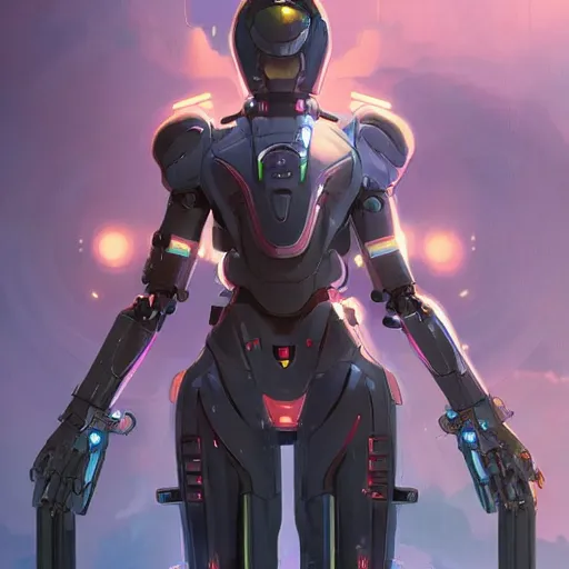 Prompt: symmetry! futuristic robot, mech armed and dangerous, apex legends, epic lighting, epic pose, illustration, highly detailed, art by artgerm and greg rutkowski and alphonse mucha