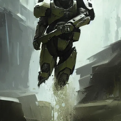 Prompt: master chief in drip clothes by greg rutkowski