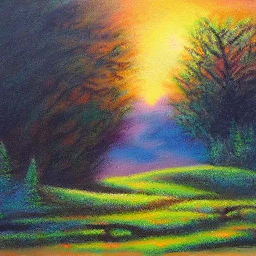 Image similar to beautiful landscape, pastel painting