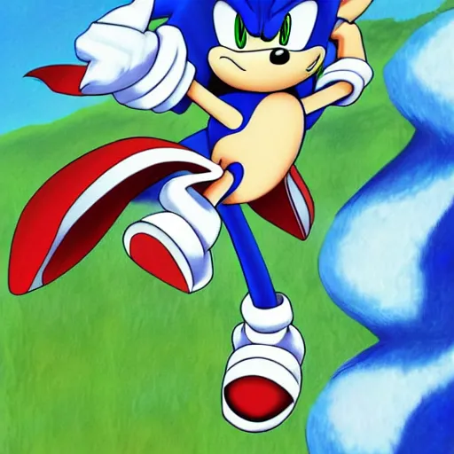 Prompt: sonic the hedgehog by studio ghibli, digital art