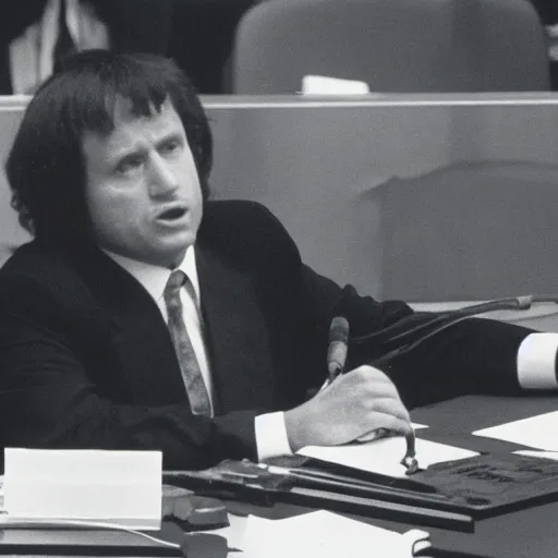 Prompt: 1990s Hi-8 footage of Napoleon speaking to the United Nations, candid portrait photograph, 40mm