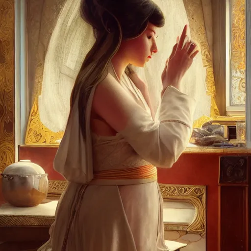 Image similar to photography of a pope making touching a sensual woman in a bedroom, deep focus, intricate, elegant, highly detailed, digital painting, artstation, concept art, matte, sharp focus, illustration, art by artgerm and greg rutkowski and alphonse mucha