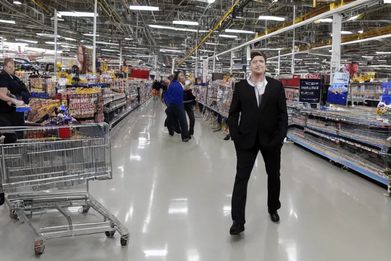 Prompt: elon musk exploding walmart