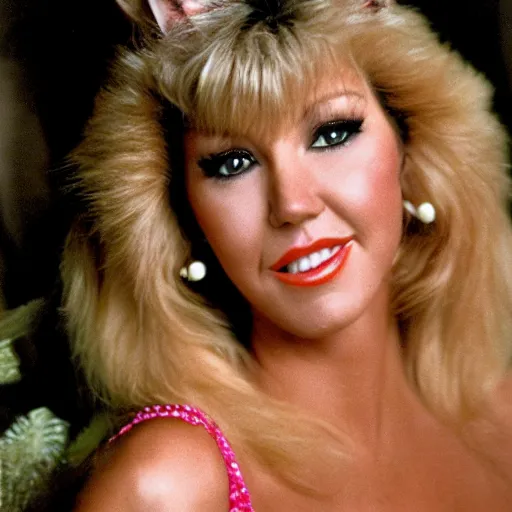 Image similar to Heather Locklear as a cat in a 1980s glamorous photo shoot award winning