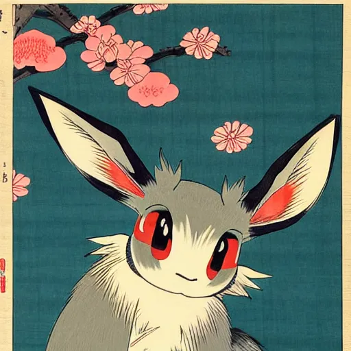 Image similar to Beautiful Ukiyo-e painting of an Eevee