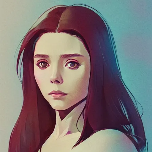 Prompt: elizabeth olsen portrait as manga girl, realistic shaded perfect face, fine details. anime. realistic shaded lighting poster by ilya kuvshinov katsuhiro otomo ghost - in - the - shell, magali villeneuve, artgerm, jeremy lipkin and michael garmash and rob rey