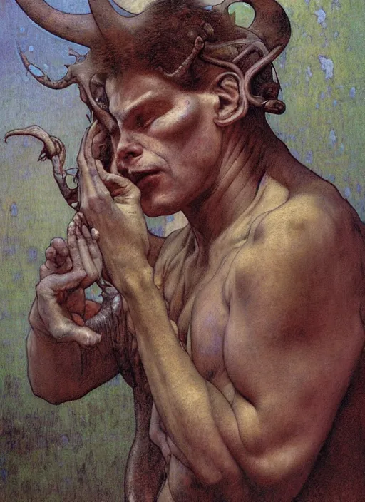 Prompt: hyper realistic painting of the aquelarre, detailed face, in the style of wayne barlowe, gustav moreau, goward, gaston bussiere and roberto ferri, santiago caruso, and austin osman spare, bouguereau, alphonse mucha, saturno butto, beksinski, sorayama and moebius. occult art, alchemical diagram