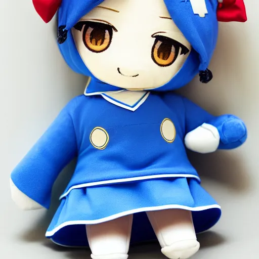 Prompt: cute fumo plush of a girl in a doctor uniform, gold and blue, anime girl