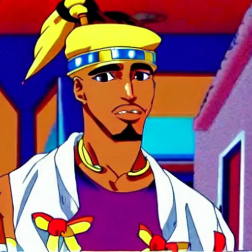 Image similar to a screenshot of tupac in the anime sailor moon ( 1 9 9 2 )