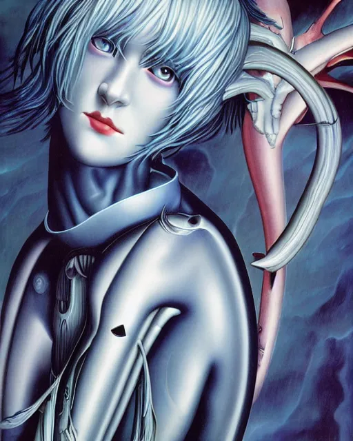 Image similar to rei ayanami by evelyn de morgan, by hr giger, hd, hyper detailed, 4 k