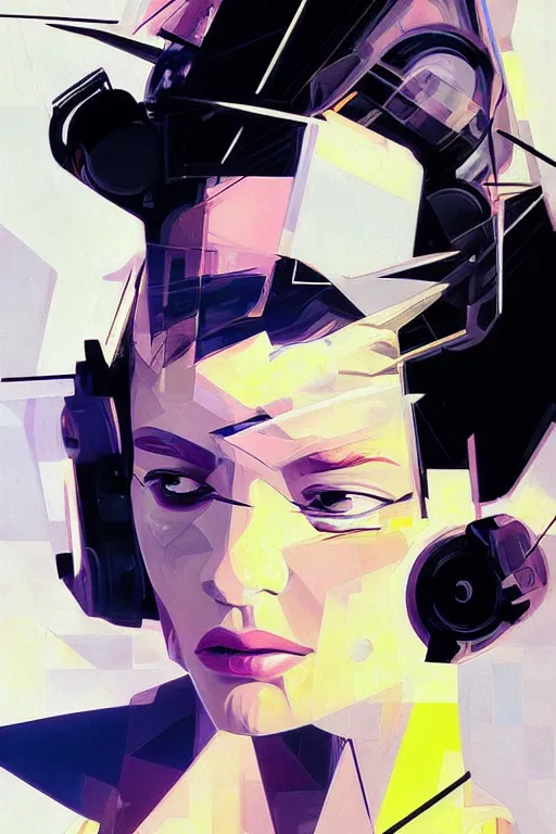 Prompt: wideangle portrait, digital painting, an beautiful, sleeping hacker girl, connected, madness, decoherence, synthwave, glitch!!, fractured reality, refraction, realistic, hyperdetailed, concept art, art by syd mead, cubism