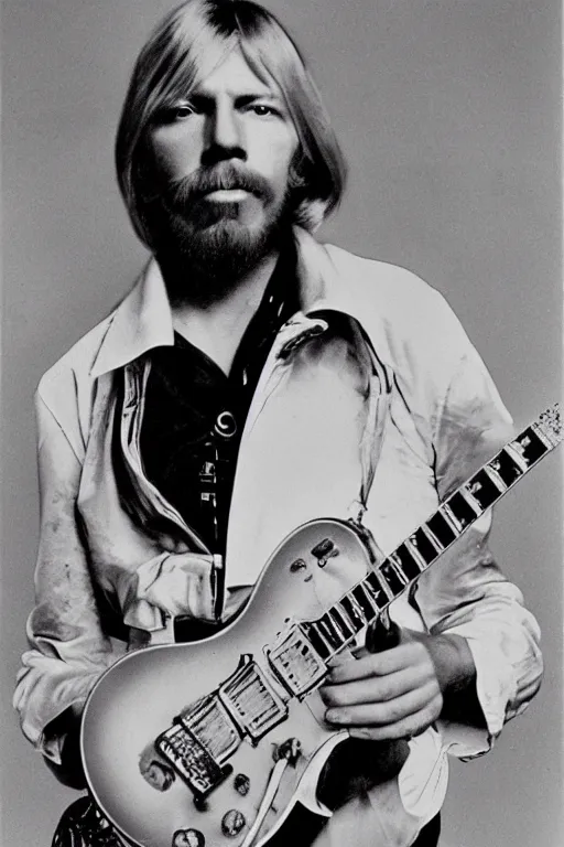 Prompt: duane allman in the style of andy warhol