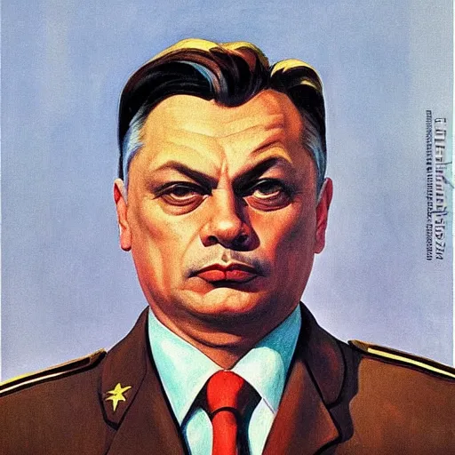 Image similar to highly detailed propaganda poster portrait of the leader of fascist hungary, viktor orban by edward hopper