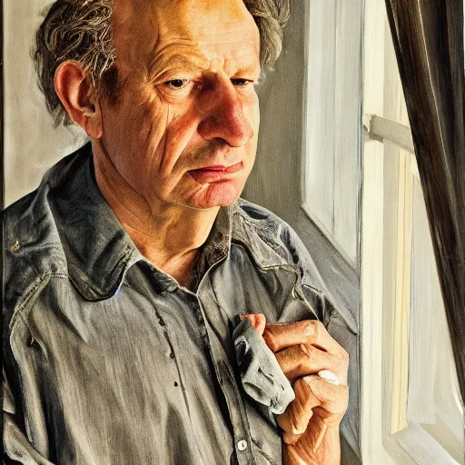 Prompt: high quality high detail painting by lucian freud, hd, todd solondz portrait, photorealistic lighting