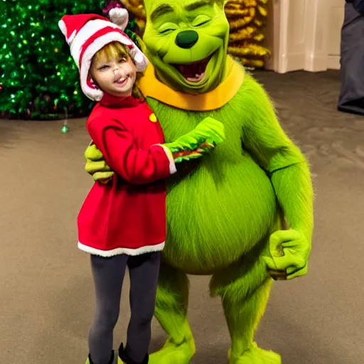 Prompt: winnie the pooh as the grinch, winnie the pooh cast as the grinch, full body shot