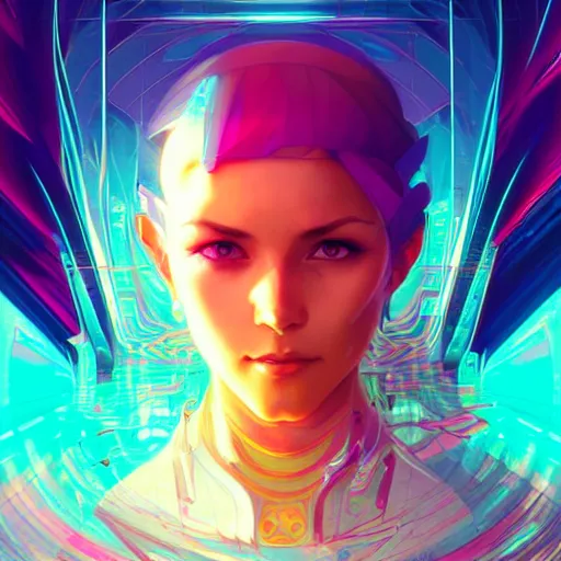 Image similar to a netrunner vortex, vaporwave aesthetic, colorful, psychedelic, digital painting, artstation, concept art, smooth, sharp focus, illustration, art by artgerm and greg rutkowski and alphonse mucha