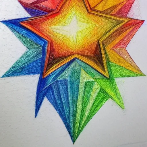 Image similar to Colored pencil art on paper, Star art abstraction, artstation, MasterPiece, Award-Winning, Caran d'Ache Luminance