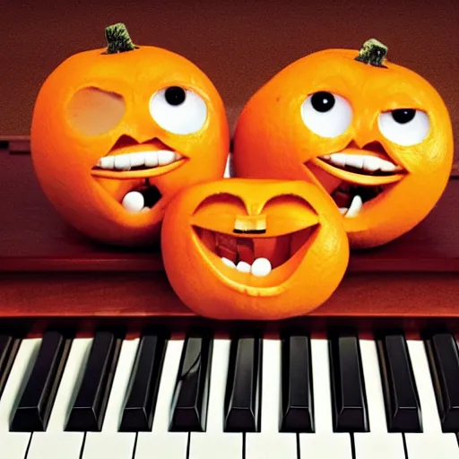 Prompt: annoying orange playing the piano
