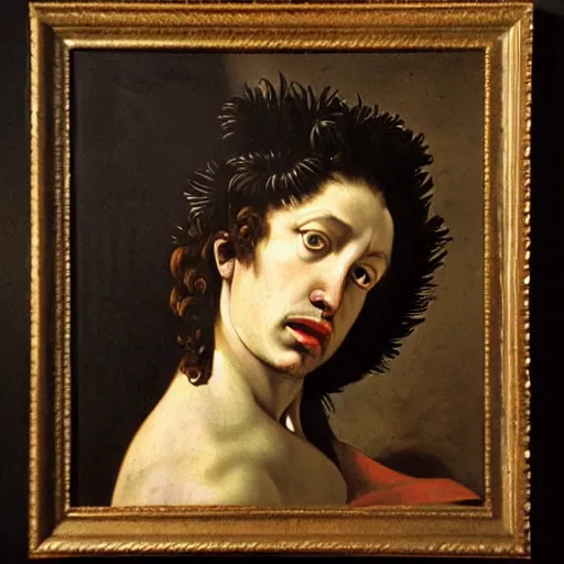 Image similar to Caravaggio-style portrait of Medusa