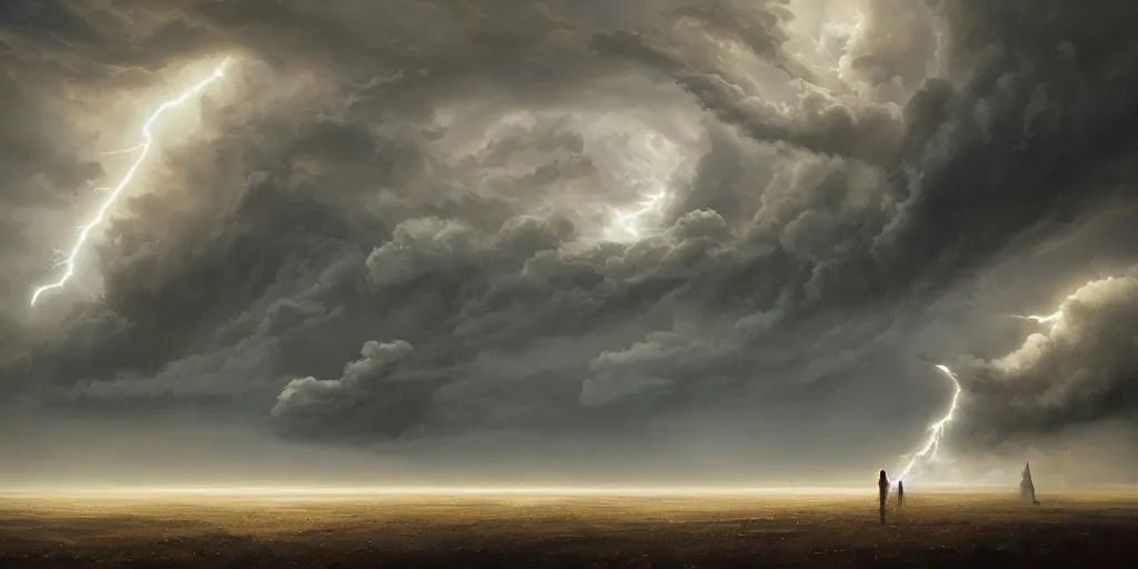 Prompt: tornado, storm, vortex, circular, clouds, by greg rutkowski and jeffrey smith, trending on artstation