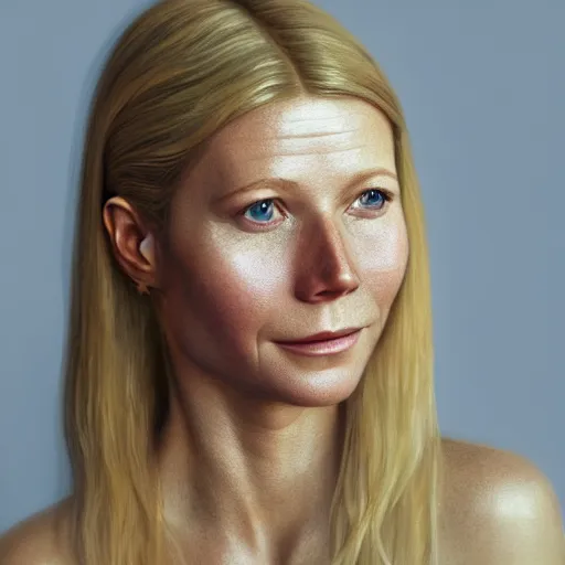 Image similar to Portrait of Gwyneth Paltrow, highly detailed facial features, octane render, 8k, by Ilya Repin
