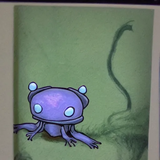 Image similar to a frog from the game Hollow Knight