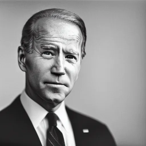 Image similar to photo of Joe Biden by Diane Arbus, black and white, high contrast, Rolleiflex, 55mm f/4 lens