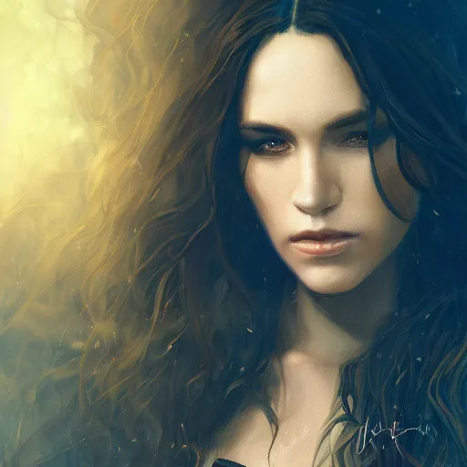 Image similar to majestic gracious regal aristocratic brunette female vampire portrait, atmospheric lighting, painted, menacing, intricate, volumetric lighting, beautiful, rich deep colours masterpiece, golden hour, sharp focus, ultra detailed, by leesha hannigan, ross tran, thierry doizon, kai carpenter, ignacio fernandez rios