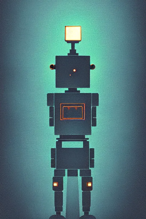 Image similar to a sad robot going for a jog+cloud city, Mads Berg, Karolis Strautniekas, film noir, stippled light, dramatic lighting,editorial illustration, detailed,fine texture, matte print, art deco, dark blue + dark orange, red, black, ((habitat 67 background))