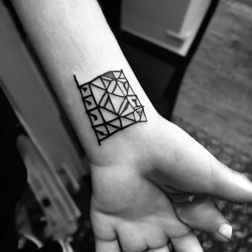 Image similar to handpoke tattoo of a simplistic black and white geometric shape, doodle, sharpie drawing, stick poke, lineart